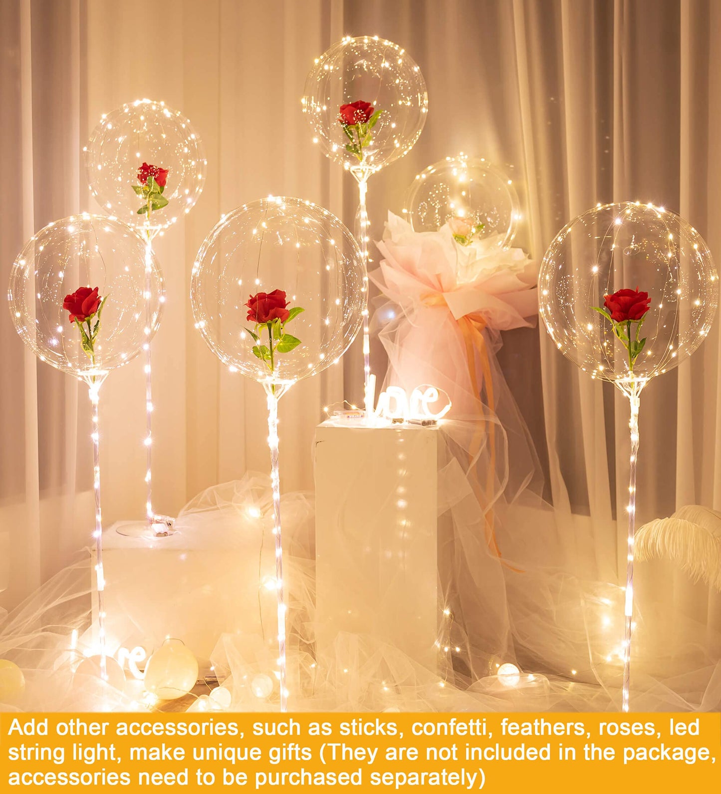 Aredpoook 36 Inch Bobo Balloons — 8 Clear Bubble Balloons for Weddings, Christmas & Parties