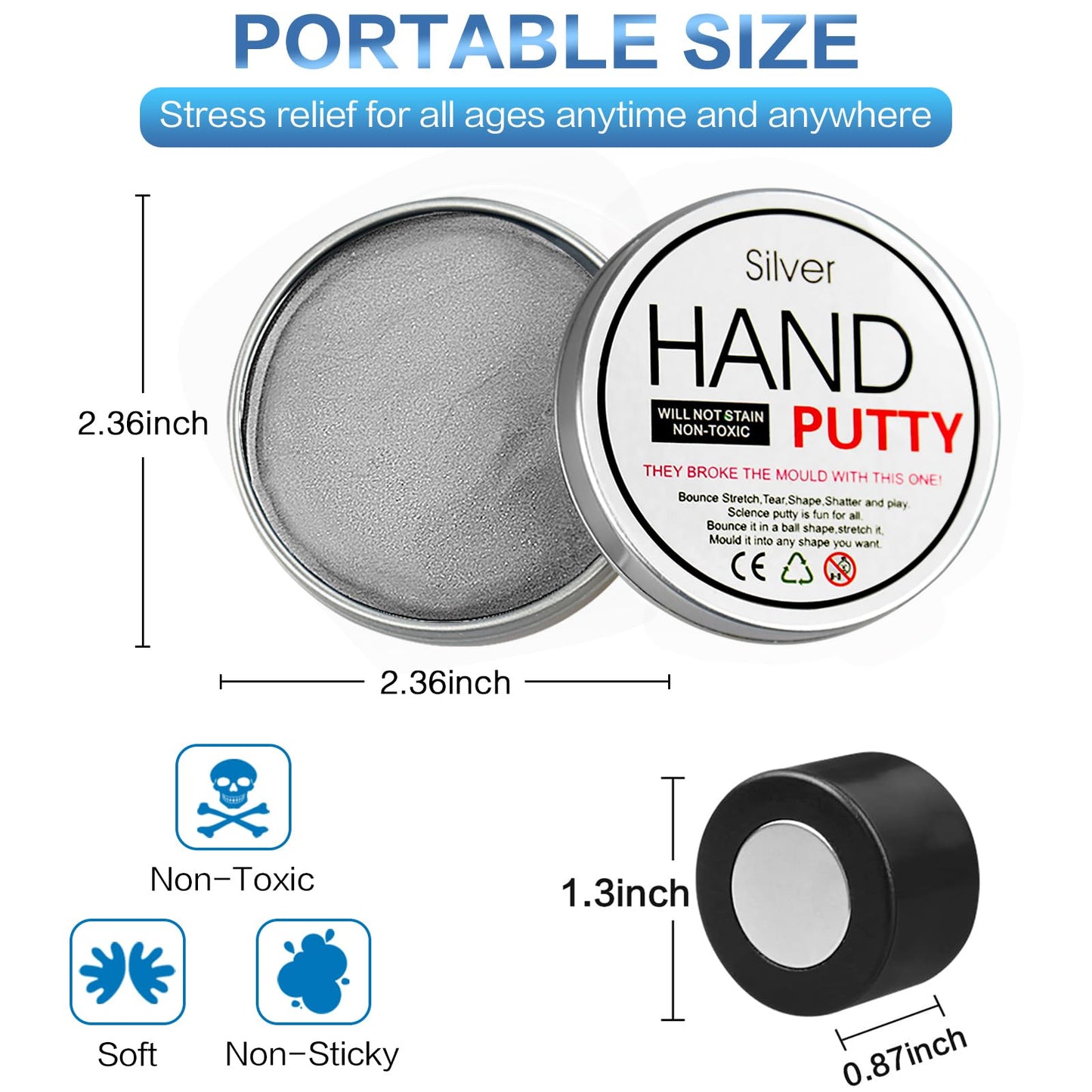 Arfun Magnetic Slime Putty – Upgraded Magnet Fidget Toy (Silver)