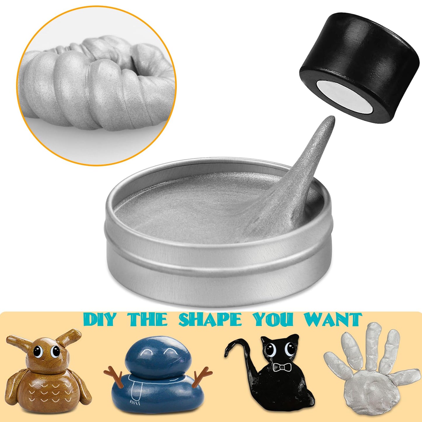 Arfun Magnetic Slime Putty – Upgraded Magnet Fidget Toy (Silver)