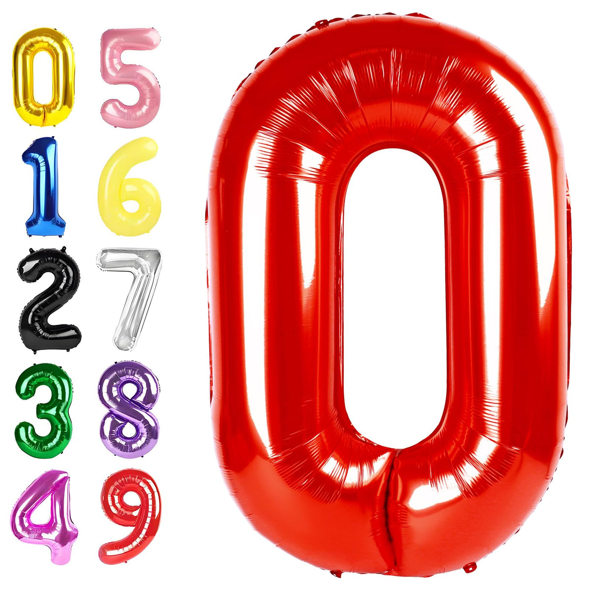 Argthjy 40-Inch Red Foil Number Balloon for 0/10/20/100/2026 Celebrations