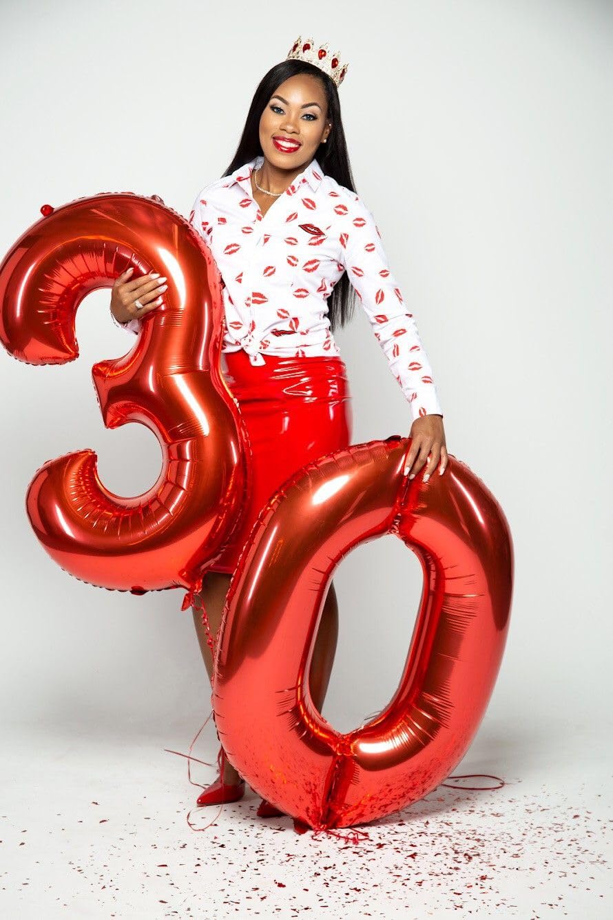 Argthjy 40-Inch Red Foil Number Balloon for 0/10/20/100/2026 Celebrations