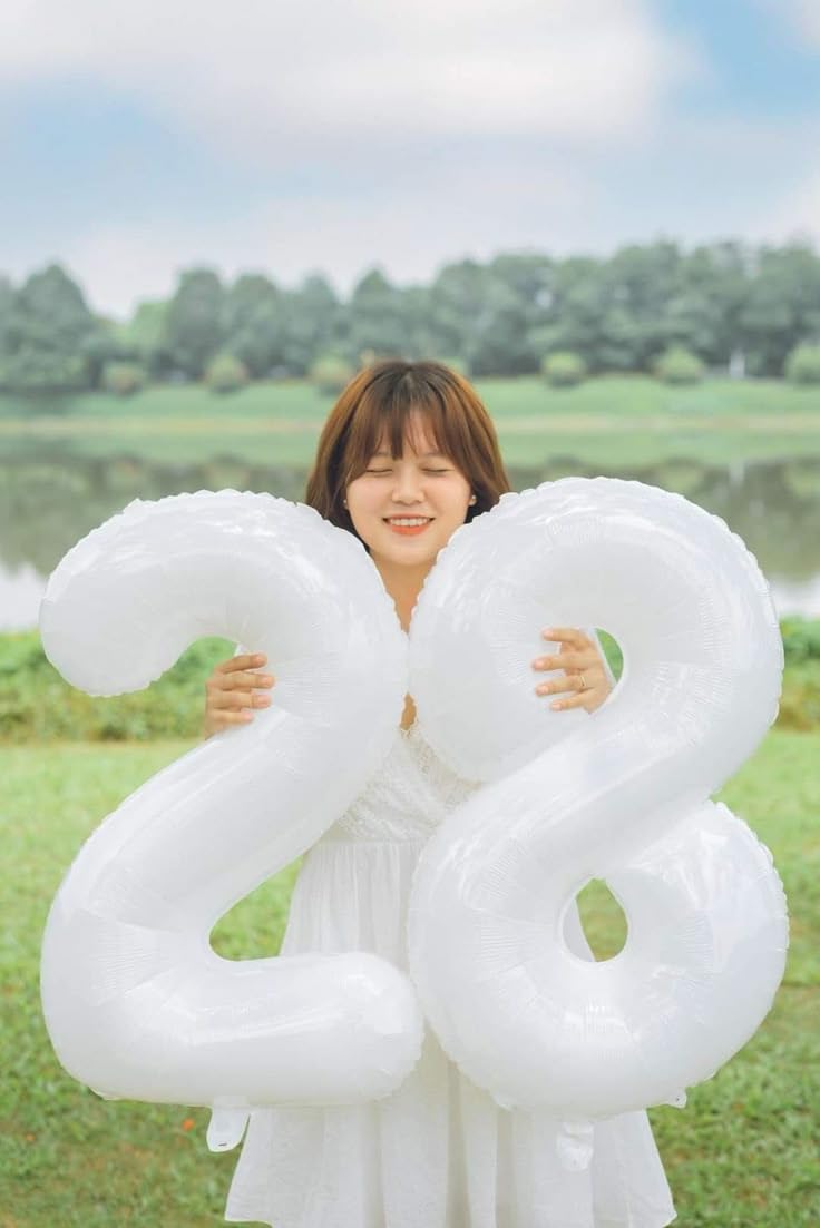 Argthjy 40-Inch White Number 8 Foil Balloon – Birthday Party Decor for 8th, 18th, 28th, 80th Celebrations