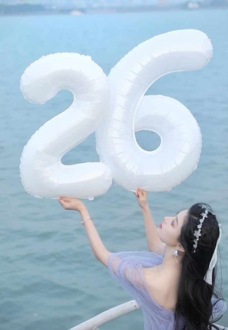 Argthjy 40-Inch White Number 8 Foil Balloon – Birthday Party Decor for 8th, 18th, 28th, 80th Celebrations