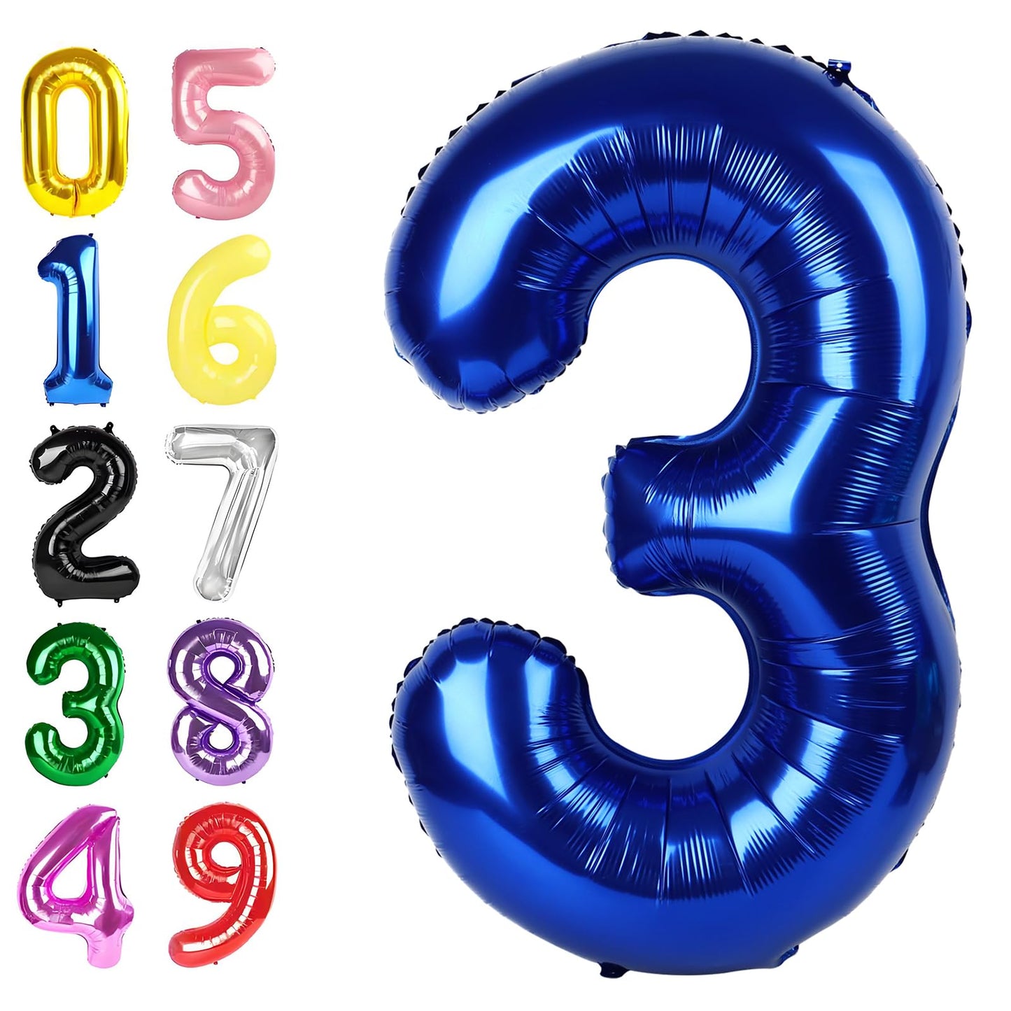 Argthjy 40-Inch Navy Blue Number 3 Balloon – Large Foil Birthday Decor