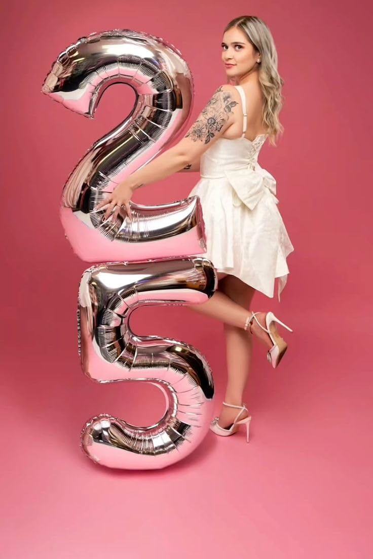Argthjy 40 Inch 5 Number Balloon – Silver Foil Party Balloons