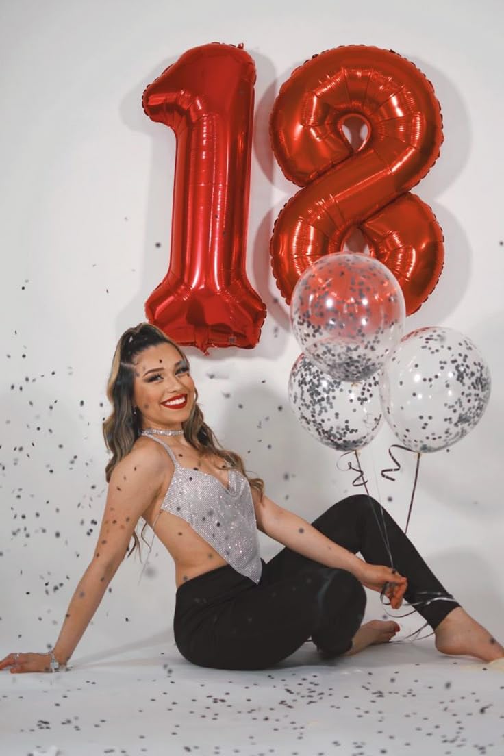Argthjy 8 Birthday Balloon – 40 Inch Red Foil Number Balloon for Birthdays & Celebrations