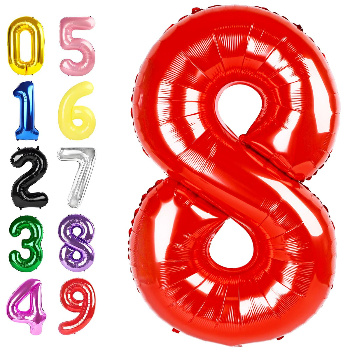 Argthjy 8 Birthday Balloon – 40 Inch Red Foil Number Balloon for Birthdays & Celebrations