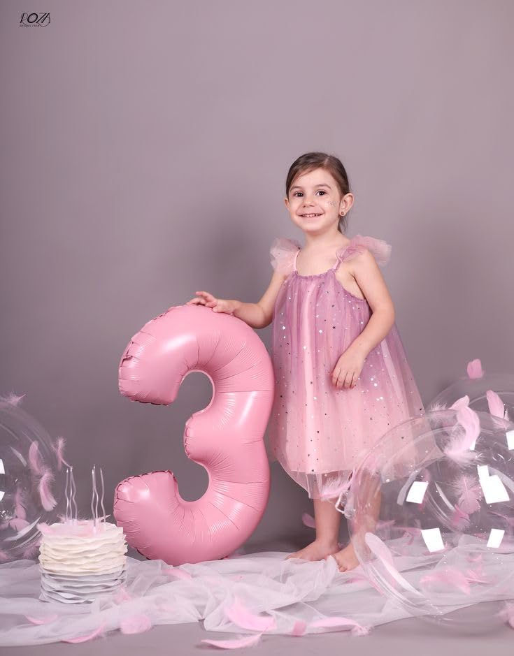 Argthjy Number 5 Balloon 40 Inch – Pearl Pink Foil Birthday Party Decor for Boys and Girls