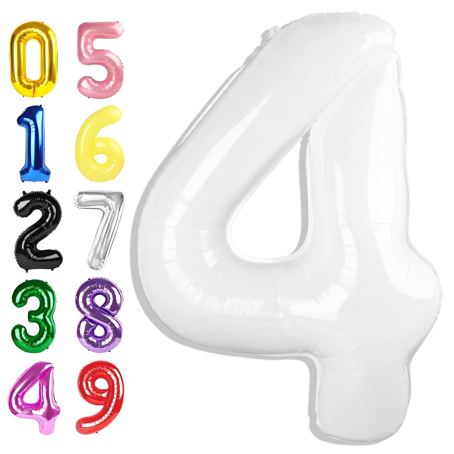 Argthjy 40-Inch White Number 4 Foil Balloon – Large Birthday & Celebration Decor