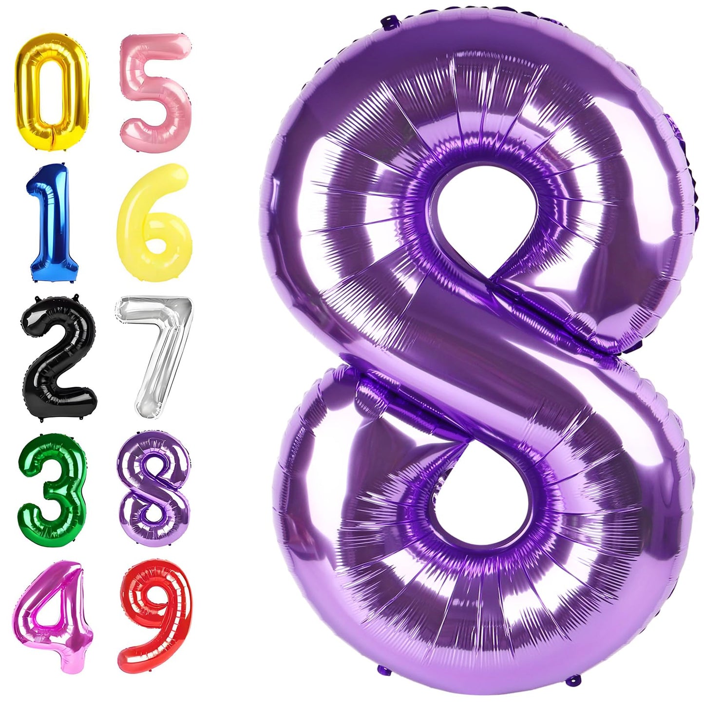 Argthjy 40 Inch Purple 8-Number Balloon | Large Foil Birthday Decor