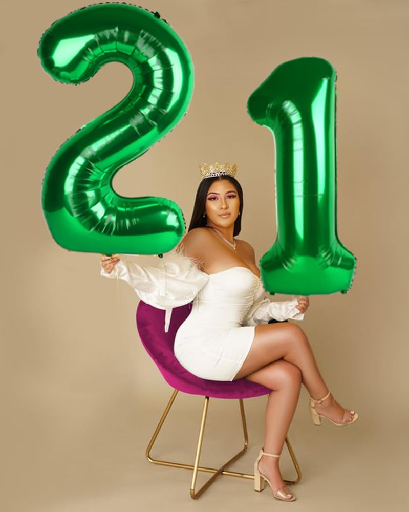 Argthjy 40-Inch Dark Green Number Balloon – Foil 2-Digit Party Decor for Birthdays & Celebrations