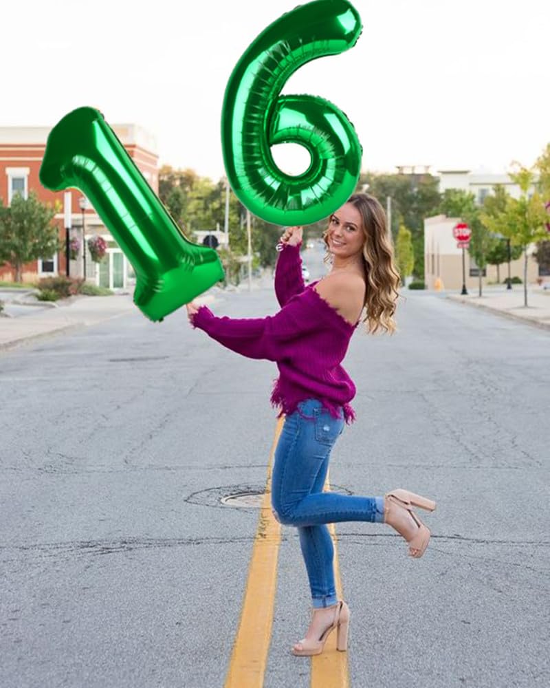 Argthjy 40-Inch Dark Green Number Balloon – Foil 2-Digit Party Decor for Birthdays & Celebrations