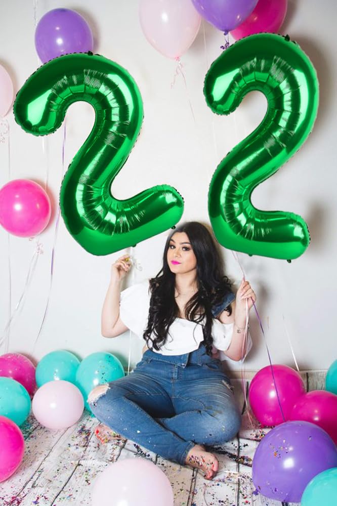 Argthjy 40-Inch Dark Green Number Balloon – Foil 2-Digit Party Decor for Birthdays & Celebrations