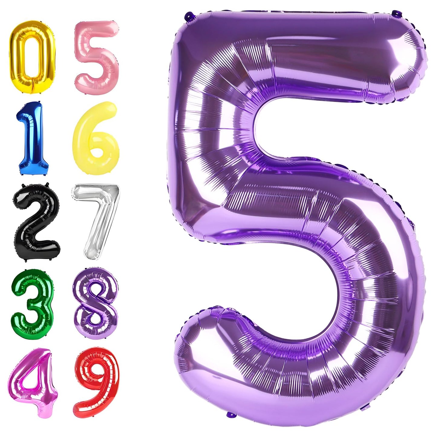 Argthjy Number 5 40-Inch Purple Foil Balloon | Birthday & Event Decor