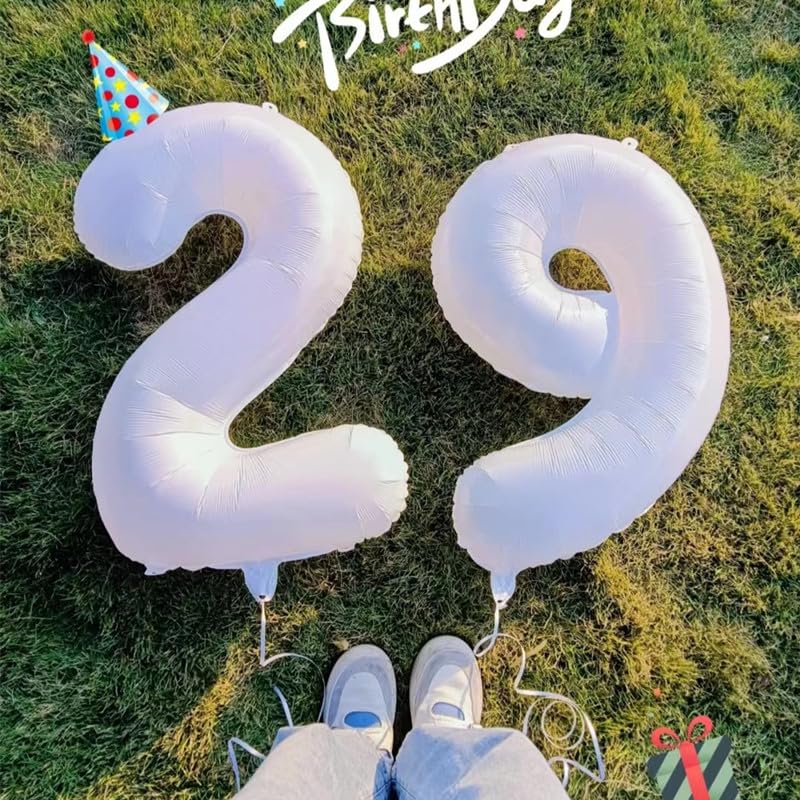 Argthjy White Number 9 Balloon - 40-Inch Foil Birthday Decor for Parties