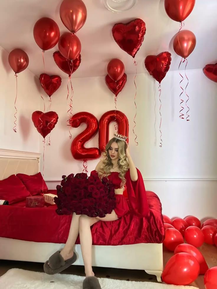 Argthjy 8 Birthday Balloon – 40 Inch Red Foil Number Balloon for Birthdays & Celebrations