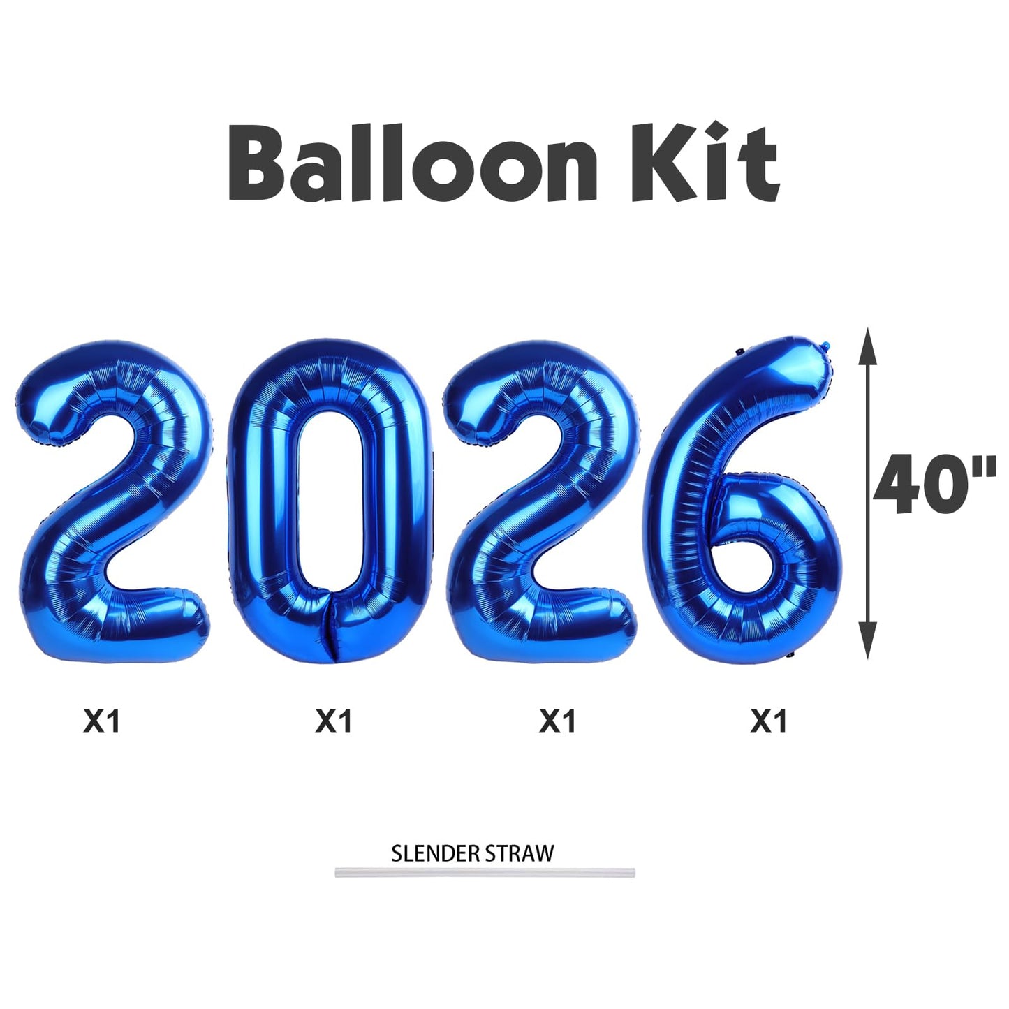 Argthjy Dark Blue 2026 Balloon Numbers – 40-Inch Foil Digits for Birthdays, Graduations, and Anniversaries