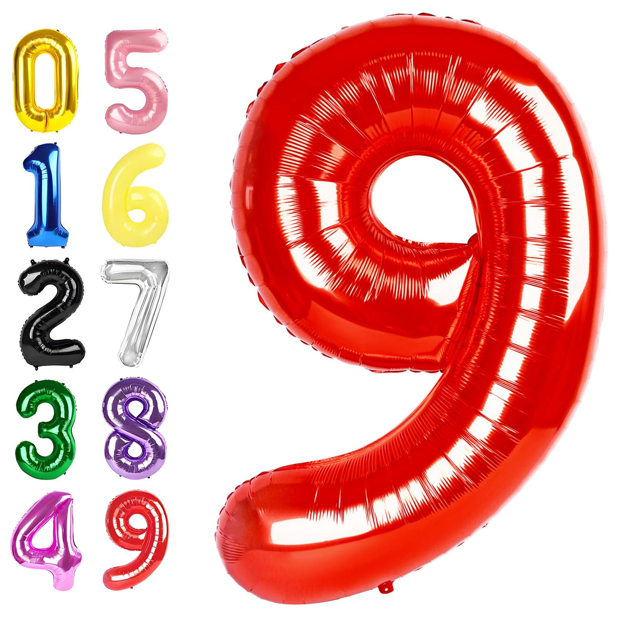 Argthjy Red 9 Balloon – 40-Inch Foil Number Balloon for Birthdays & Celebrations