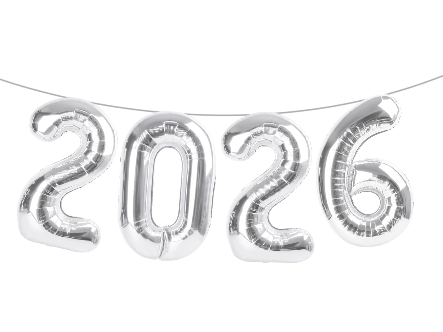 Argthjy Silver 2026 Balloons - 40-Inch Foil Number 22 Balloon for Birthdays, Weddings & More