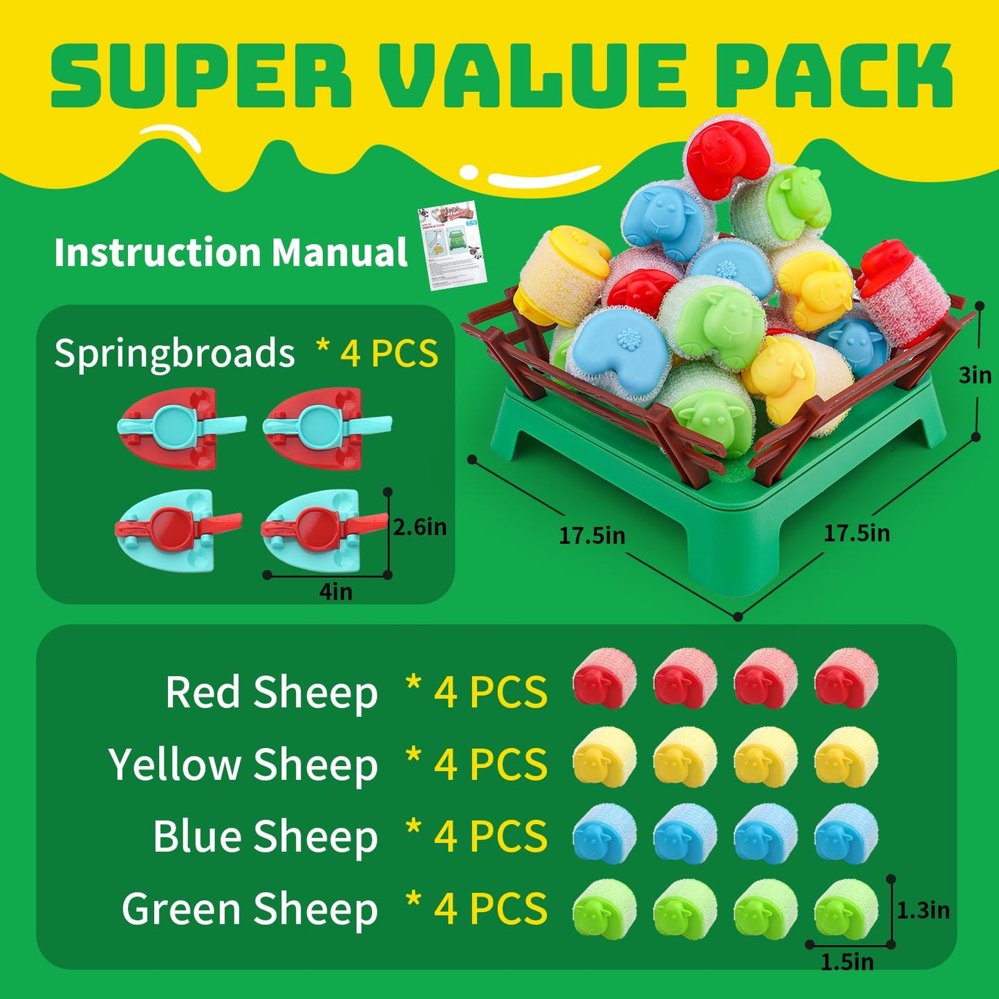 ARHEQI Heap-O-Sheep Family Board Game – Catapulting Sheep for 2-4 Players, Ages 4+