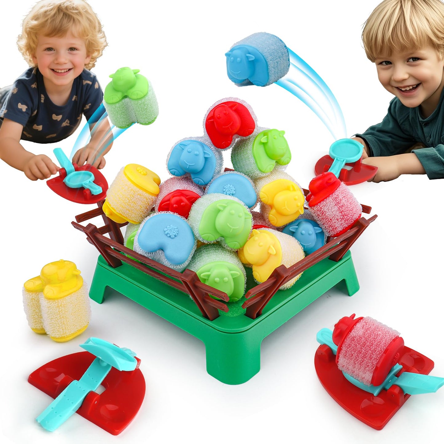 ARHEQI Heap-O-Sheep Family Board Game – Catapulting Sheep for 2-4 Players, Ages 4+