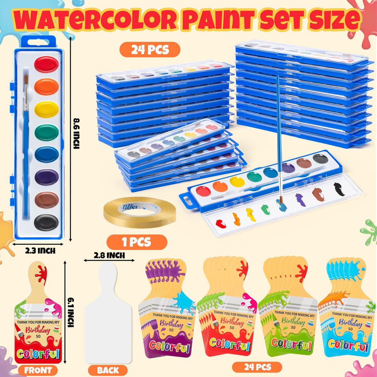 ArianQicult 24-Pack Watercolor Paint Set with Brushes – 8 Colors for Kids & Adults