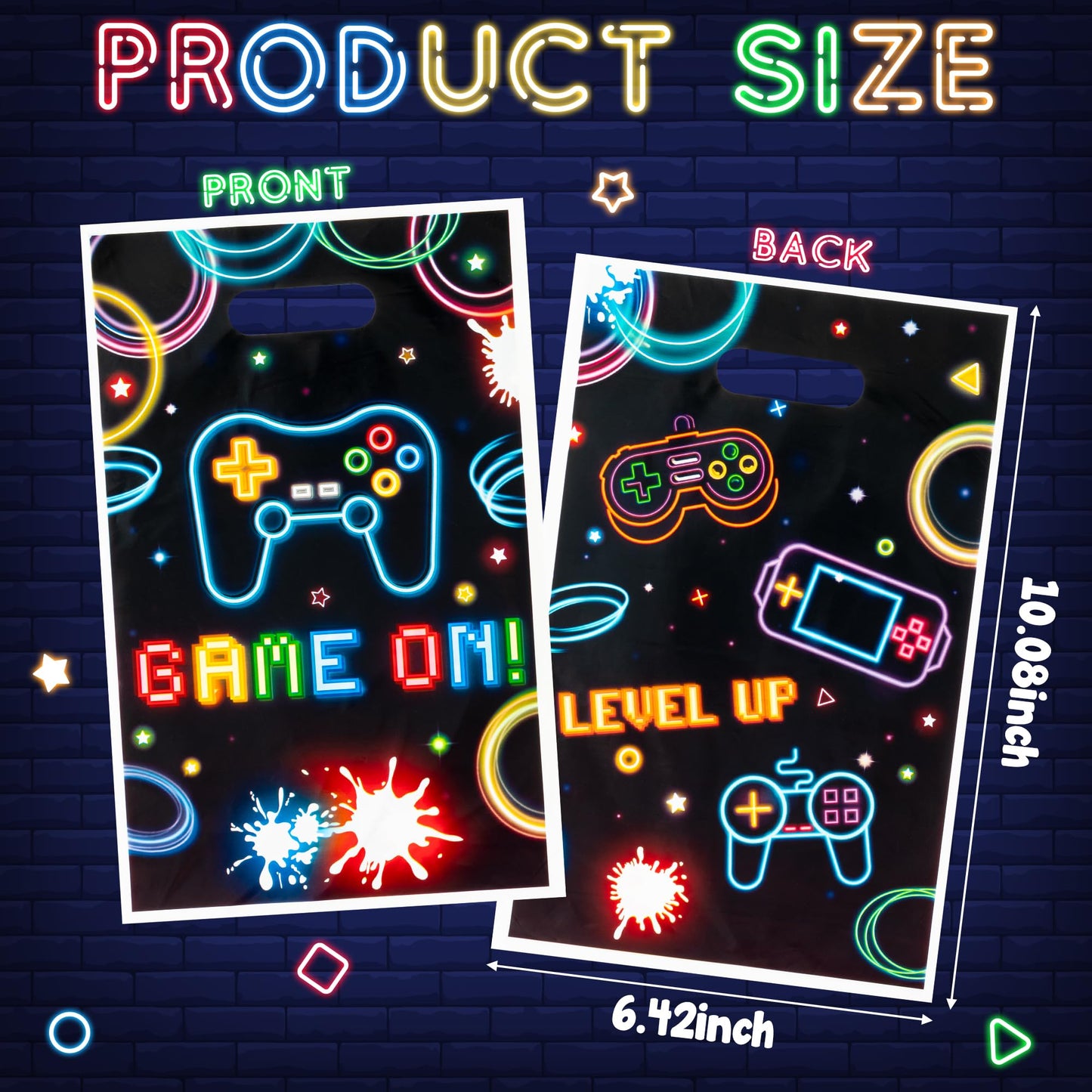 ArianQicult Neon Video Game Party Favor Bags — 50 Pack