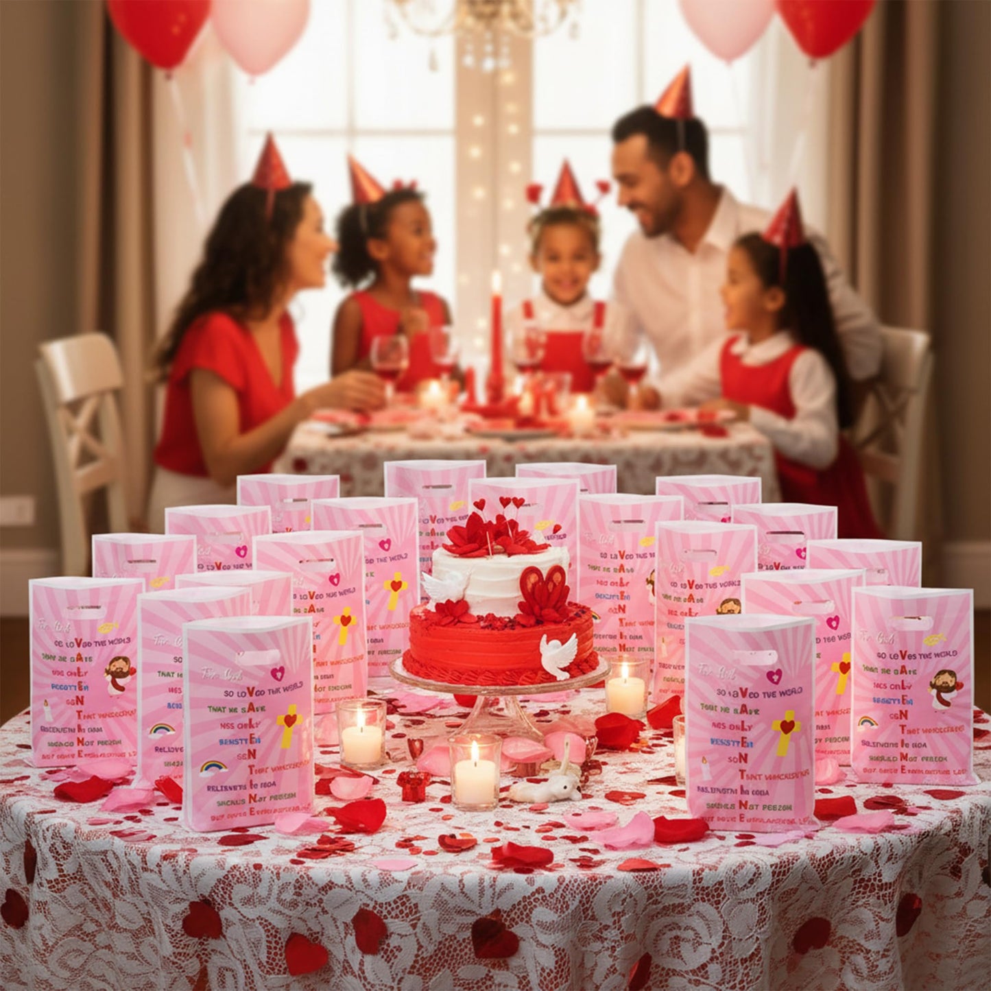 Valentine’s Day Party Favor Bags – 50 Pcs by ArianQicult John 3:16 Cross