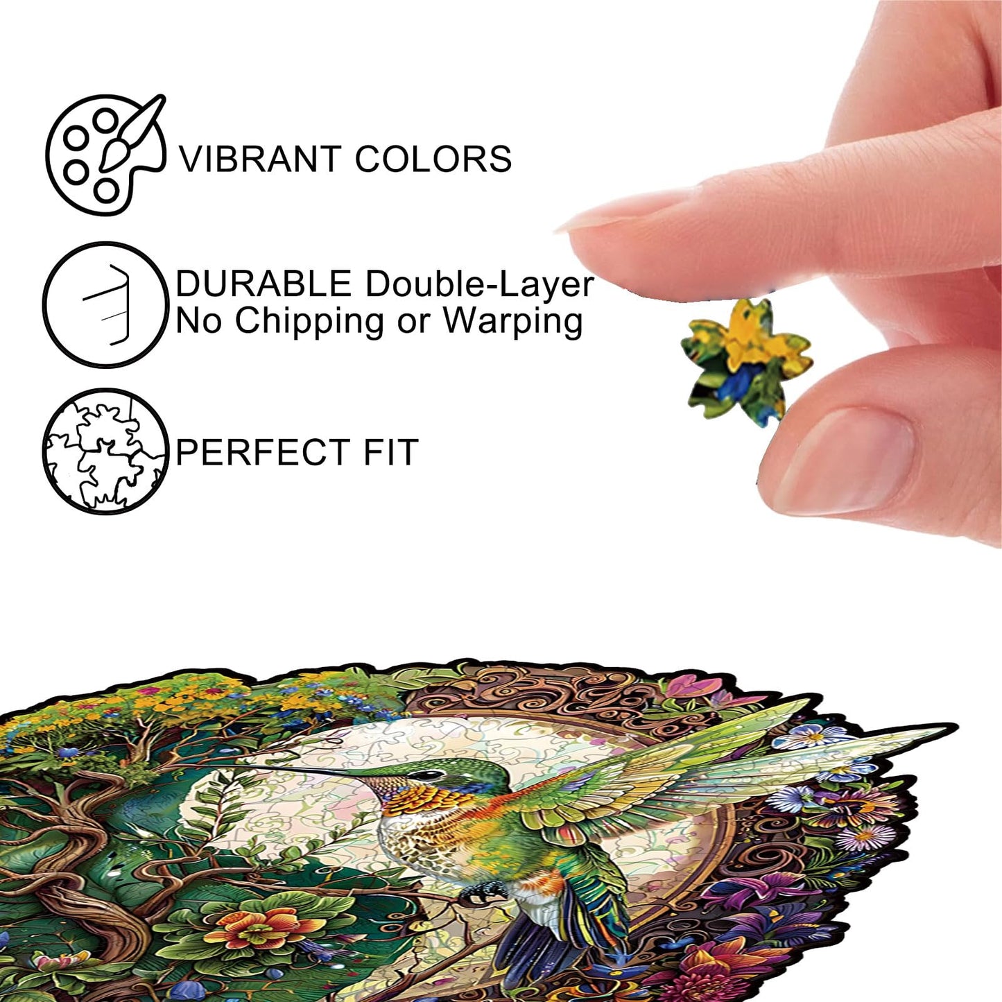 AriaPrec Wooden Jigsaw Puzzle for Adults – Hummingbird Tai Chi, 300 Pieces, Zen Art