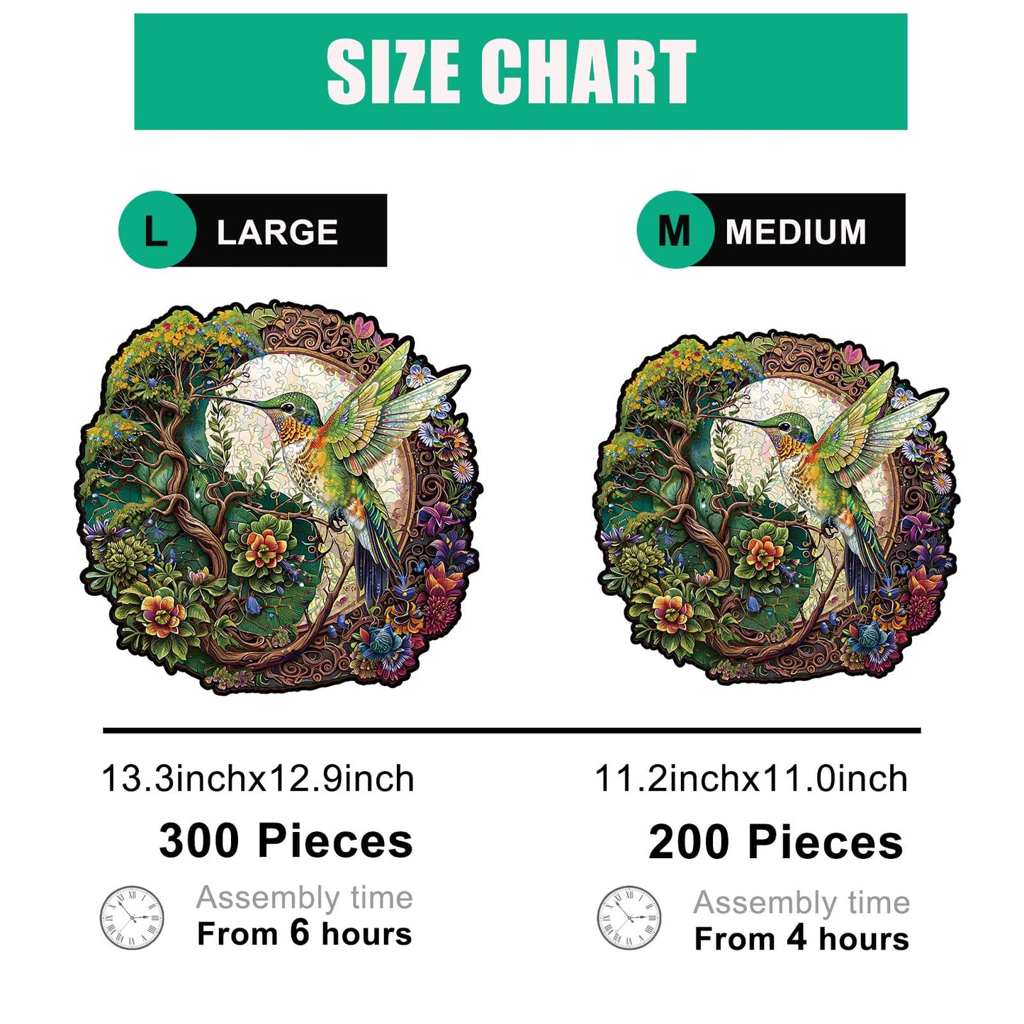 AriaPrec Wooden Jigsaw Puzzle for Adults – Hummingbird Tai Chi, 300 Pieces, Zen Art