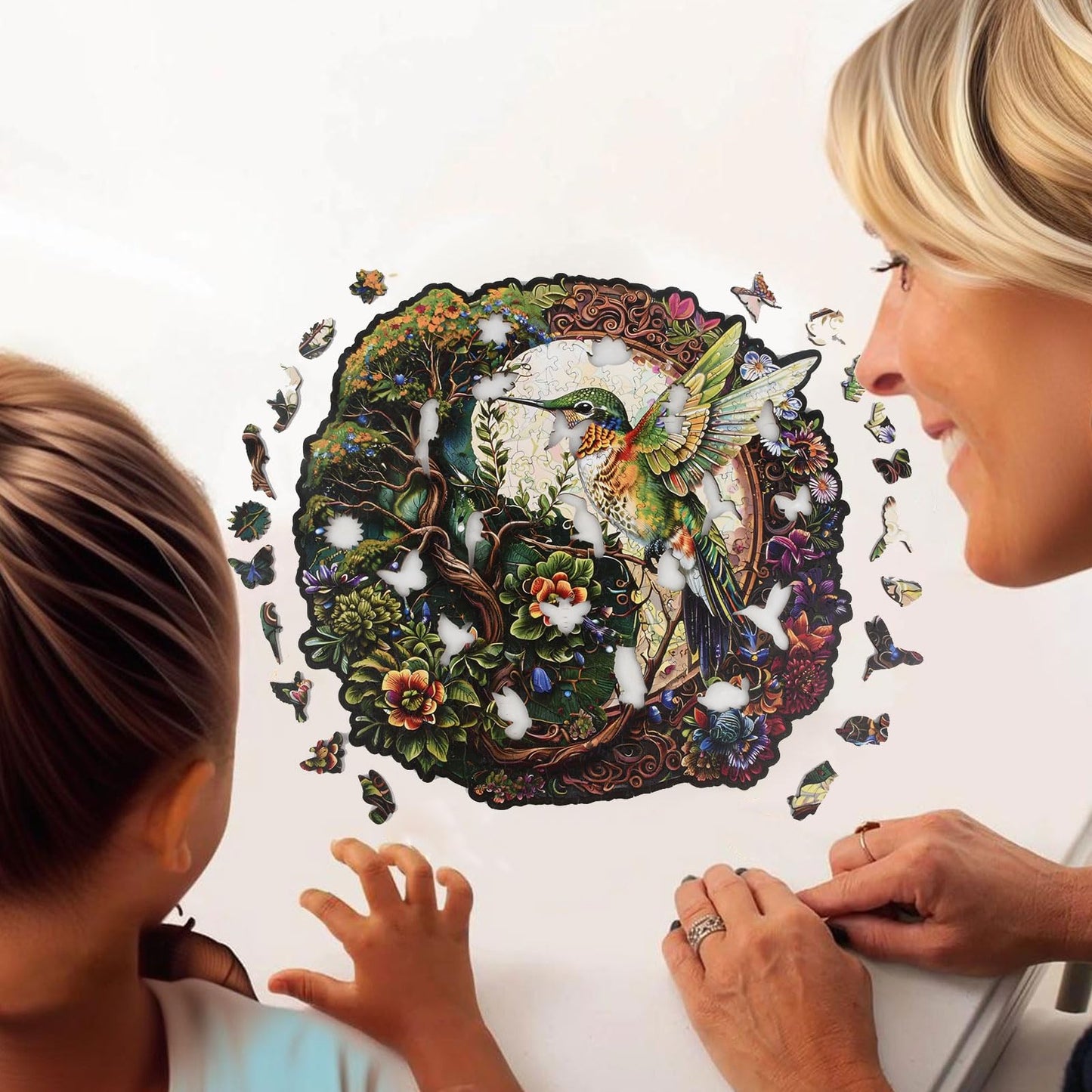 AriaPrec Wooden Jigsaw Puzzle for Adults – Hummingbird Tai Chi, 300 Pieces, Zen Art