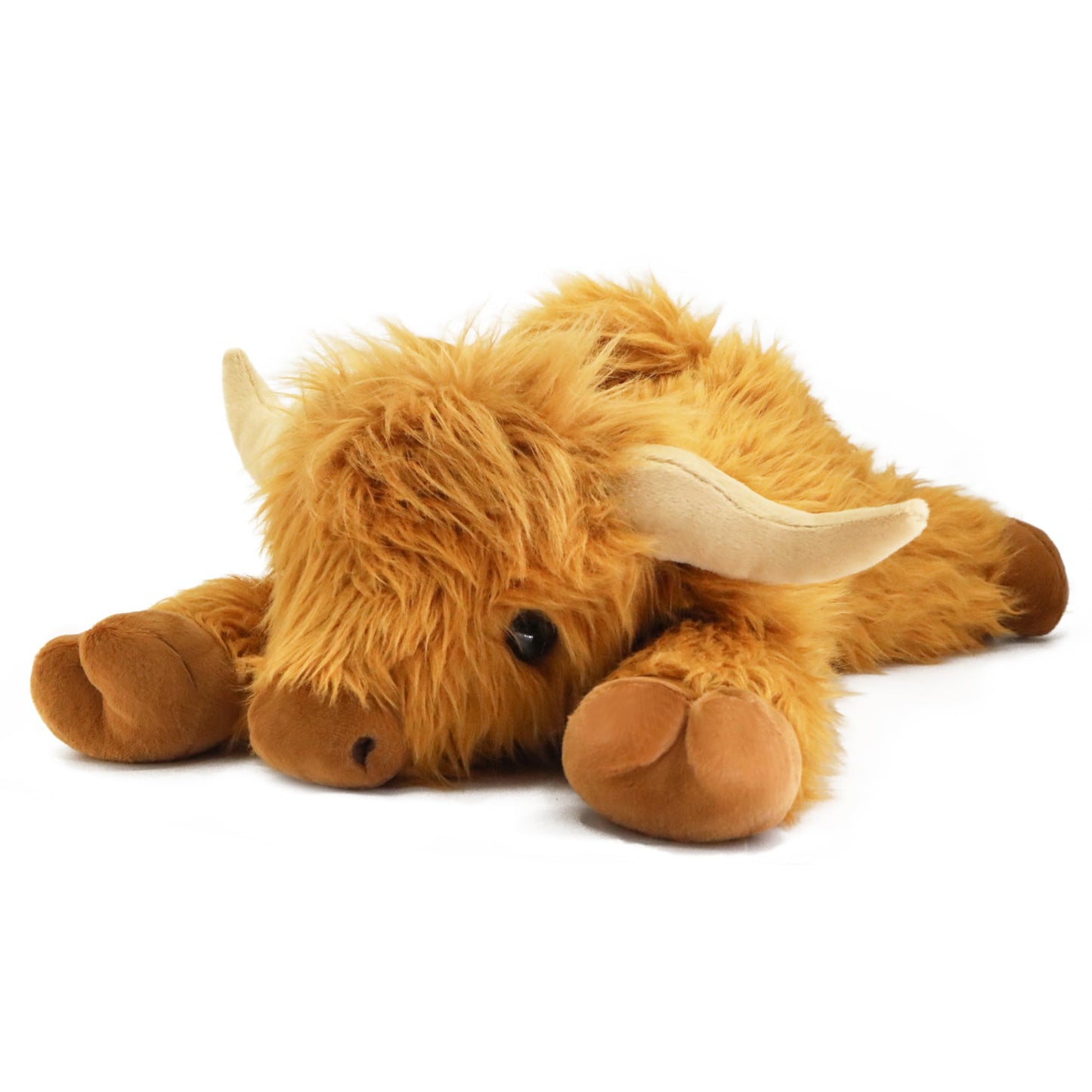 ARING PLUSH Highland Cow Plush – 4-Pound Weighted, Microwaveable & Coolable (Khaki)