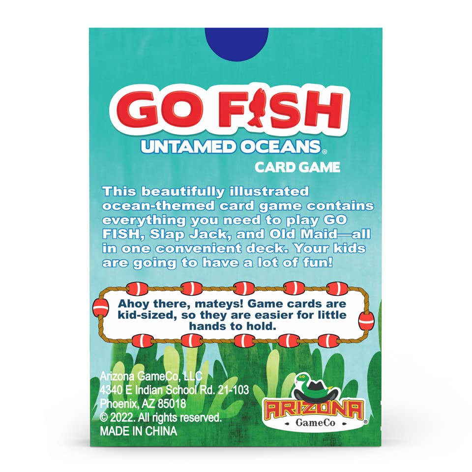 GO FISH Untamed Oceans by Arizona GameCo – 3 Games in 1 Card Deck for Kids 4–8+