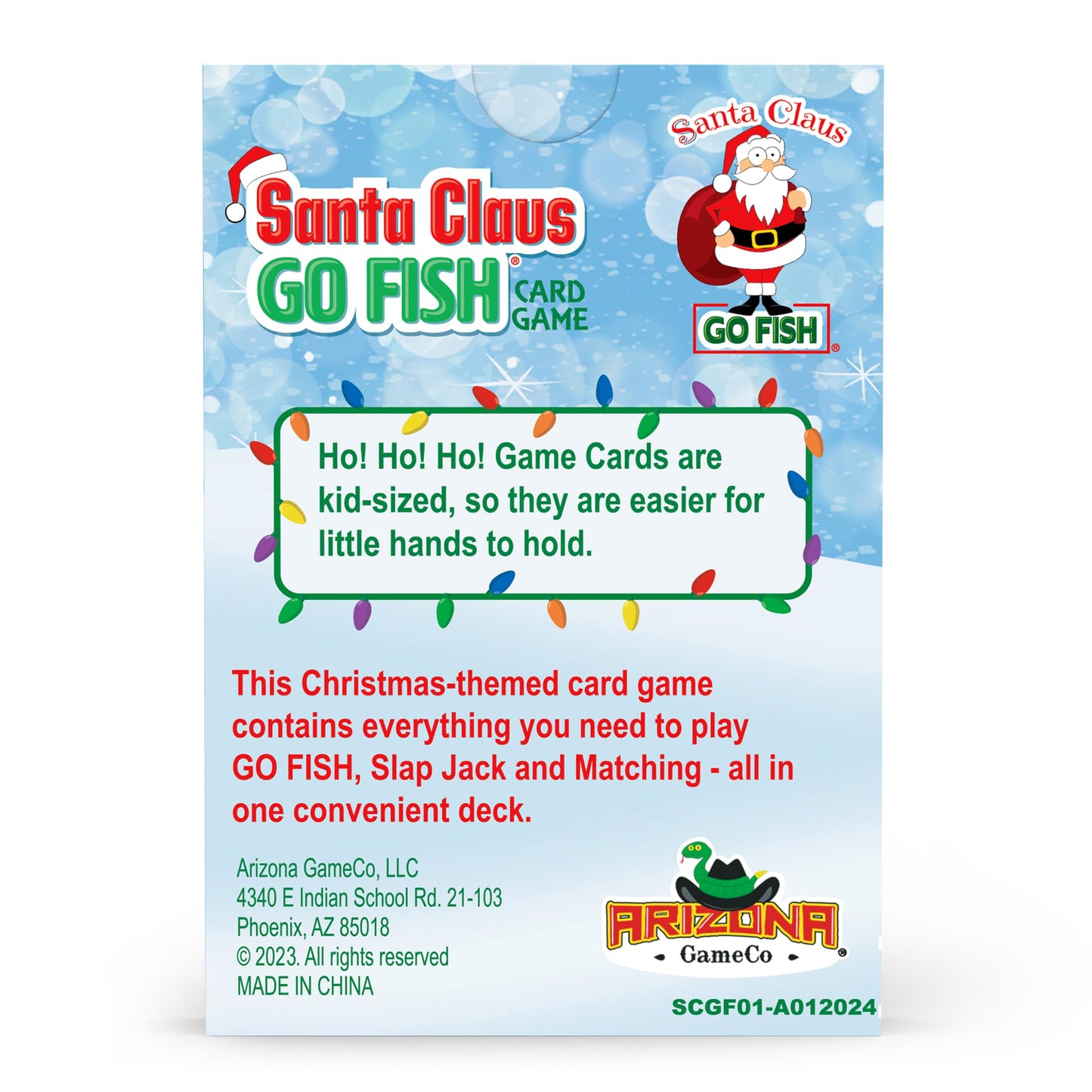 Arizona GameCo Santa Claus Go Fish: Family Christmas Card Game for Kids 4+ — Go Fish, Old Maid & Slap Jack in One Deck