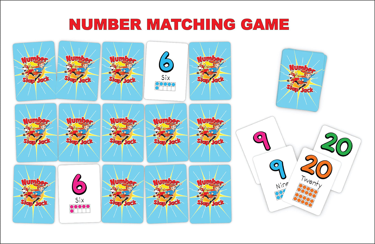 Number Slap Jack Math Card Game for Kids 4+ | Learn Numbers 0–20 in 4 Ways | Arizona GameCo