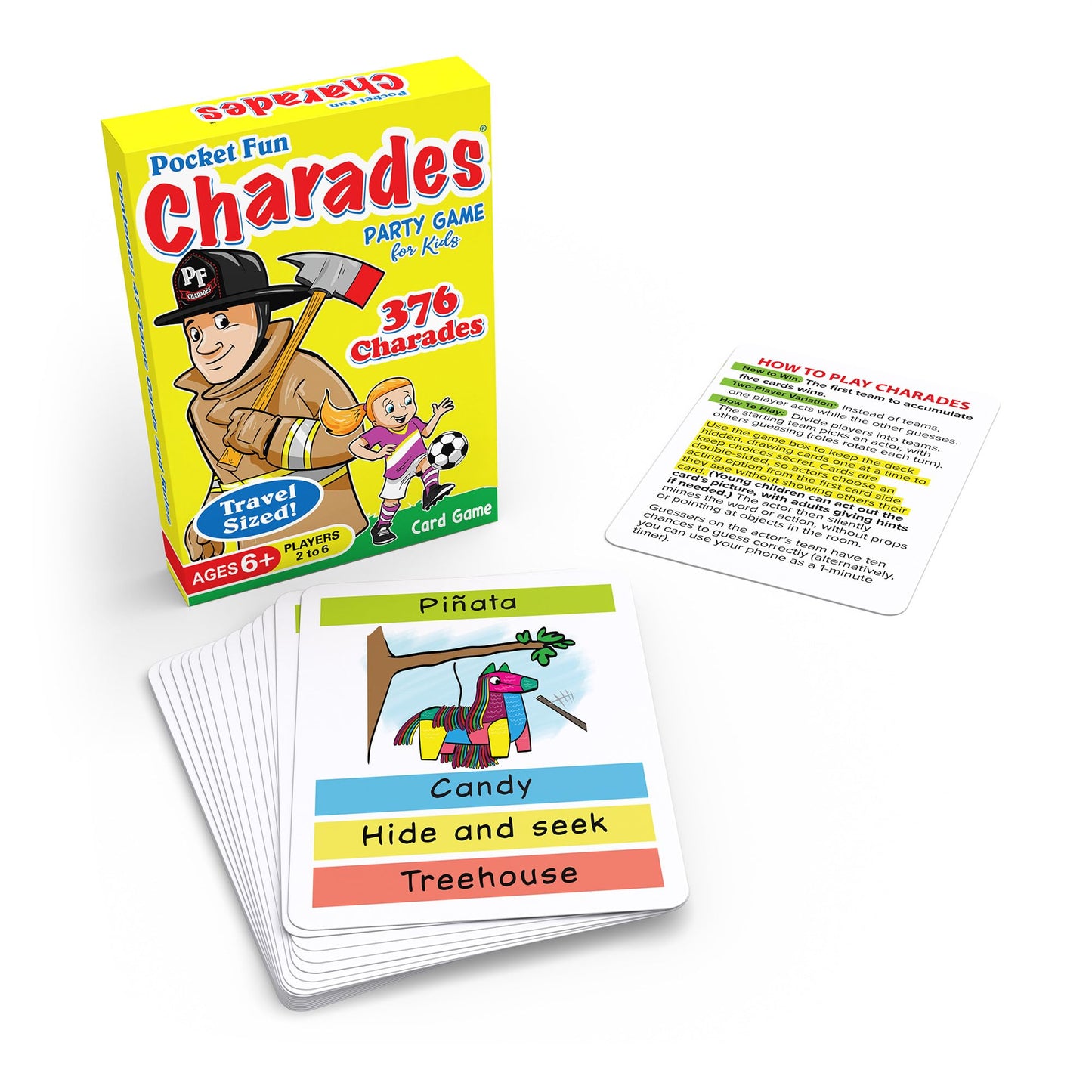 Pocket Fun Charades for Kids 6+ | 376 Prompts, No Reading Required | Arizona GameCo