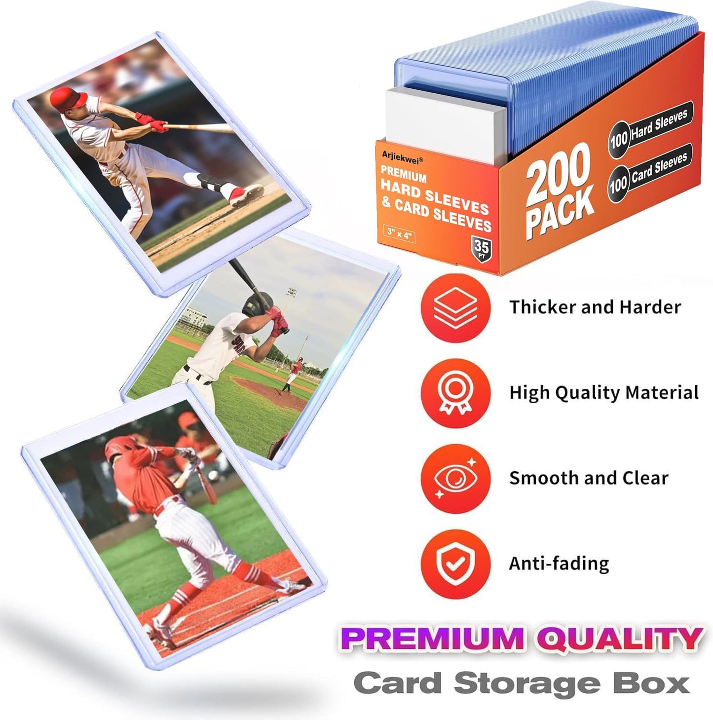 Arjiekwei 1000 Card Sleeves: 500 Hard and 500 Soft Protectors (3x4)