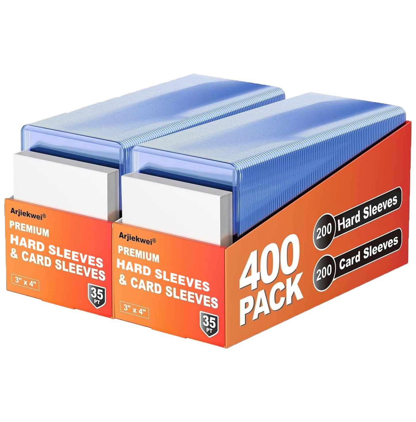 Arjiekwei 400 Card Sleeves – 200 Hard & 200 Soft Protectors for 3x4 Trading Cards