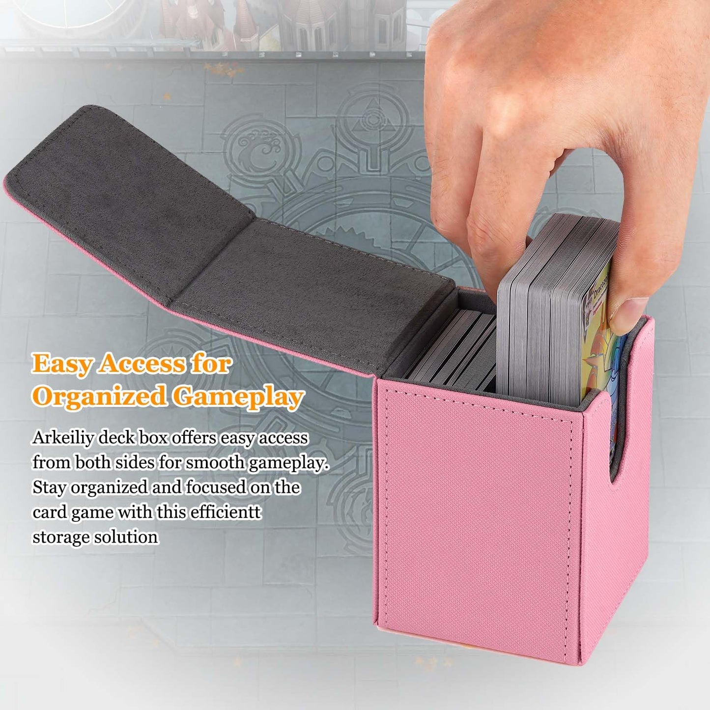 Arkeiliy Pink Deck Box: 110+ Card Storage, 50 Sleeves, Magnetic Closure for MTG & Commander