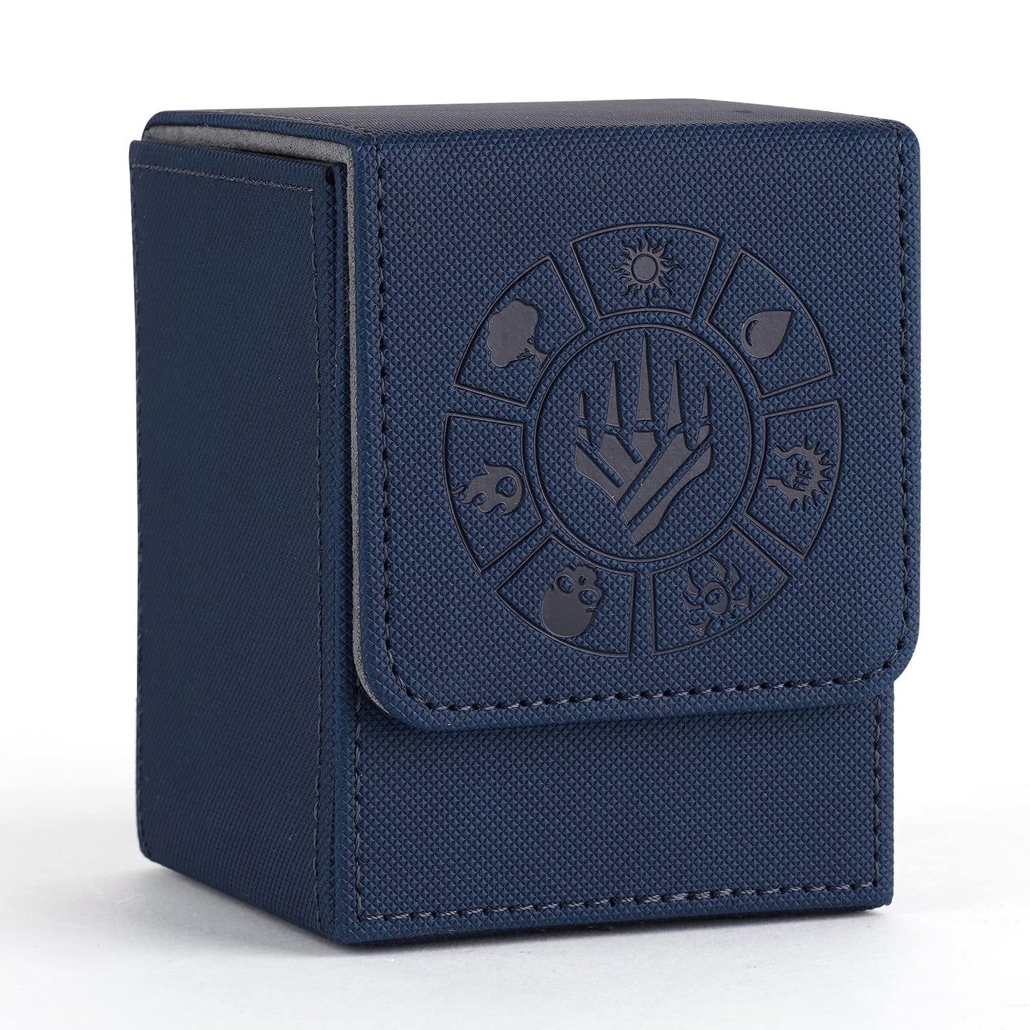 Arkeiliy Card Deck Box – 110+ Card Storage, 50 Sleeves Included, Magnetic Buckle (Blue)