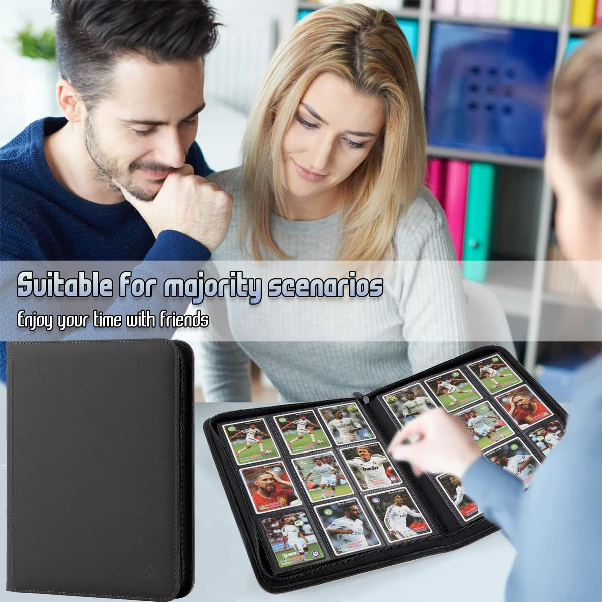 Arkeiliy Card Binder 9-Pocket, Double-Sided Pockets, 30 Sleeves, Holds 540 Cards – Black