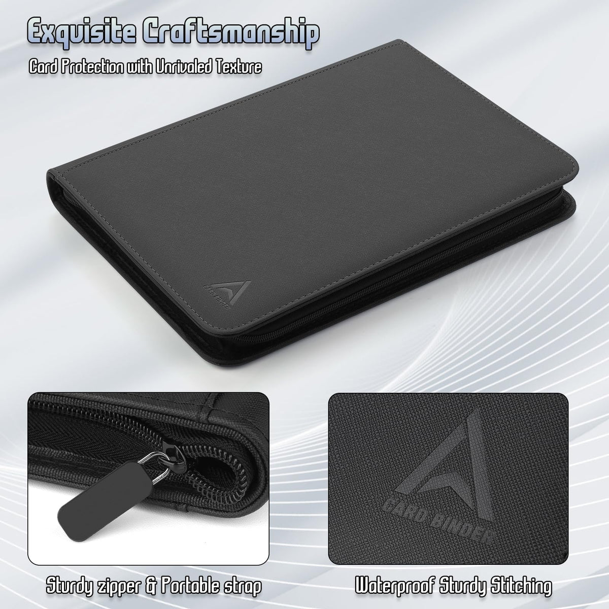 Arkeiliy Card Binder 9-Pocket, Double-Sided Pockets, 30 Sleeves, Holds 540 Cards – Black