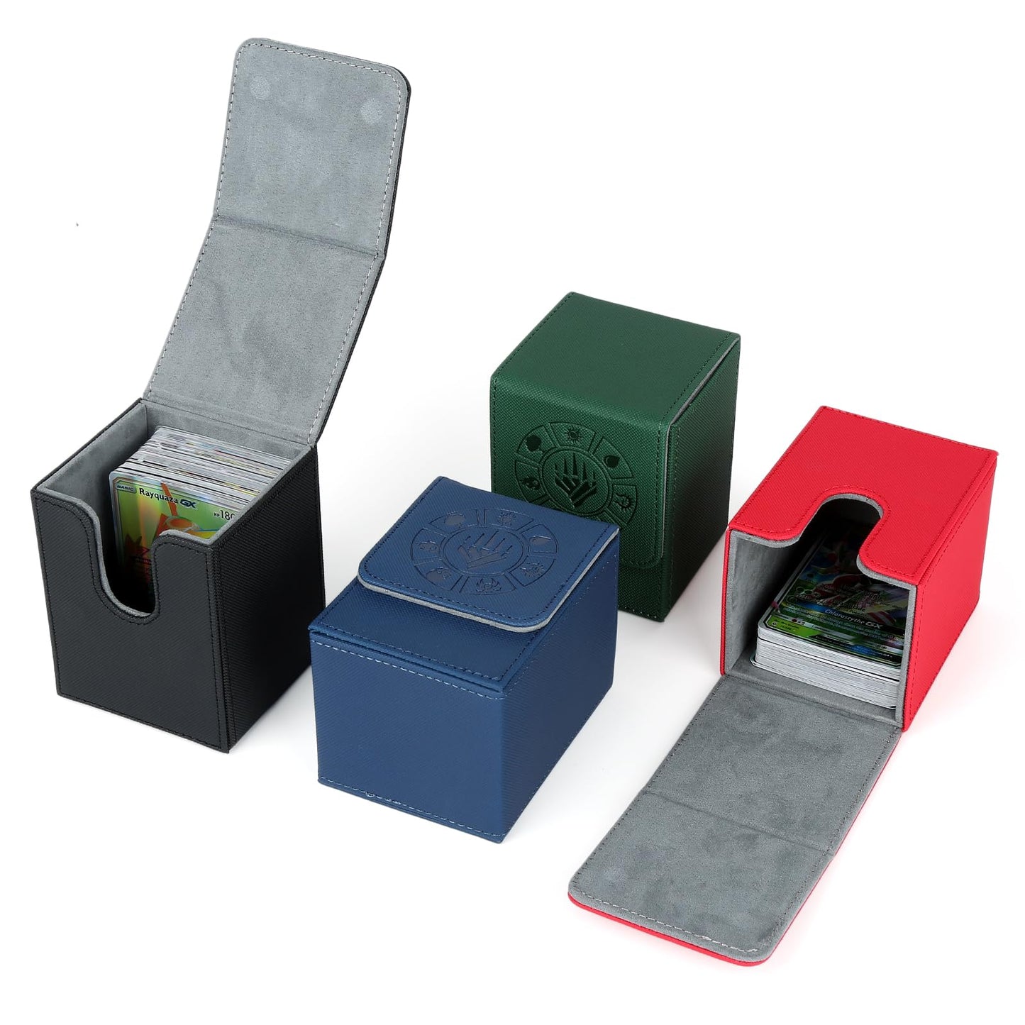 Arkeiliy Card Deck Box 4 Pack – 150+ Card Capacity, 200 Sleeves, Magnetic Buckle
