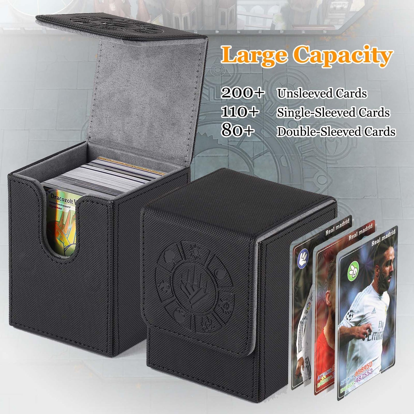 Arkeiliy Card Deck Box 4 Pack – 150+ Card Capacity, 200 Sleeves, Magnetic Buckle