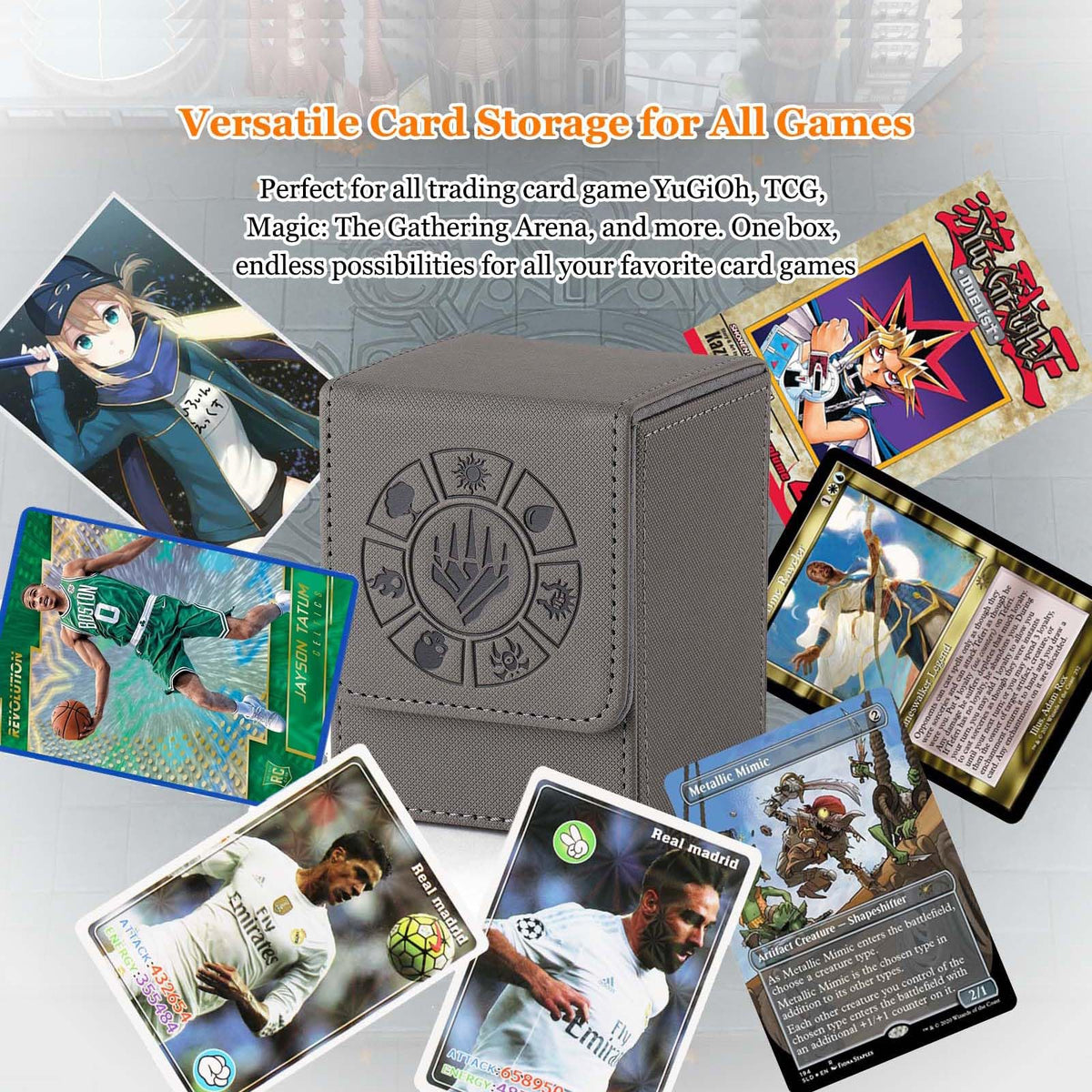 Arkeiliy Card Deck Box Grey – 110+ Card Storage with 50 Sleeves | MTG, Commander & Collectible Card Case
