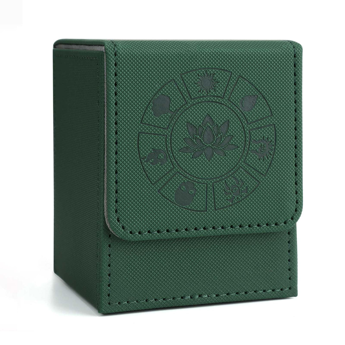 Arkeiliy MTG Deck Box with 50 Card Sleeves | 110+ Card Capacity Leather Case – Green