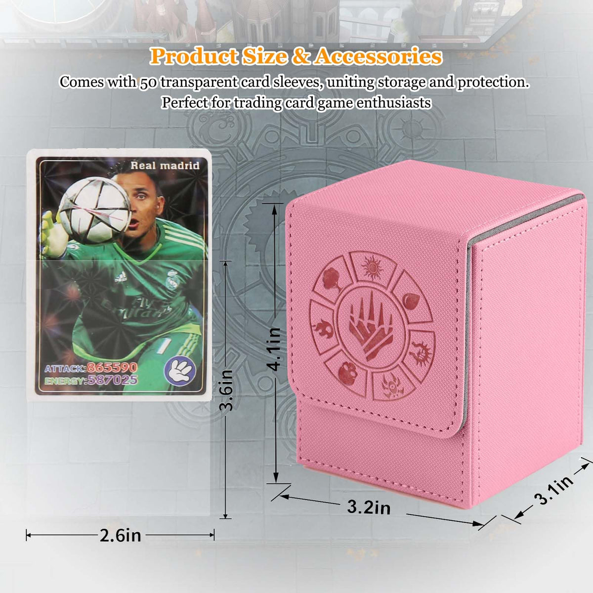Arkeiliy Pink Deck Box: 110+ Card Storage, 50 Sleeves, Magnetic Closure for MTG & Commander