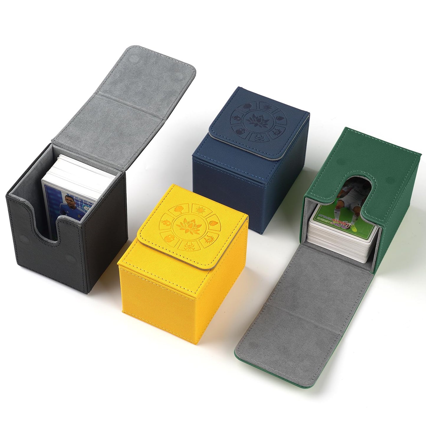 Arkeiliy MTG Deck Box 4 Pack – Leather Card Box with 150+ Card Capacity and 200 Sleeves