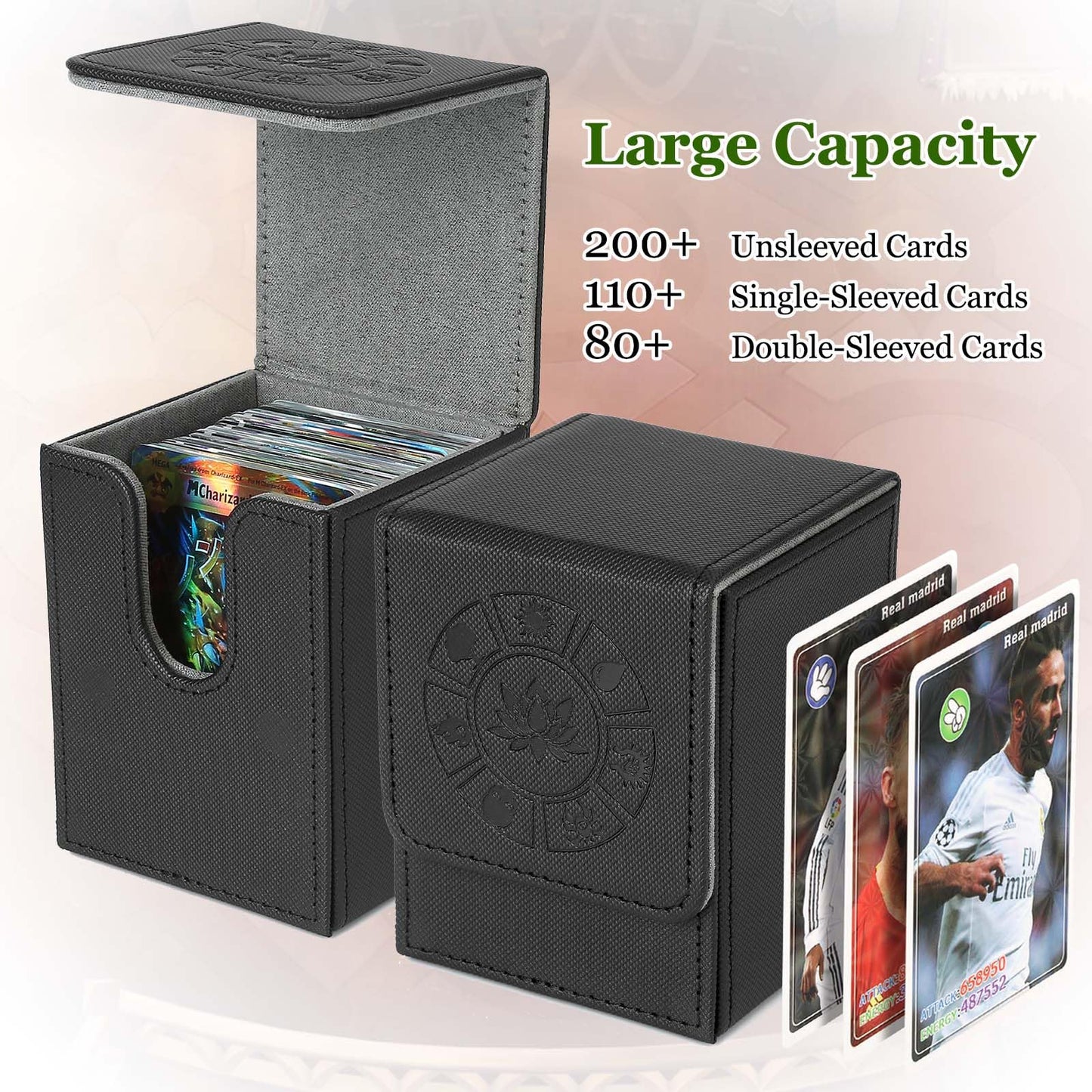 Arkeiliy MTG Deck Box 4 Pack – Leather Card Box with 150+ Card Capacity and 200 Sleeves