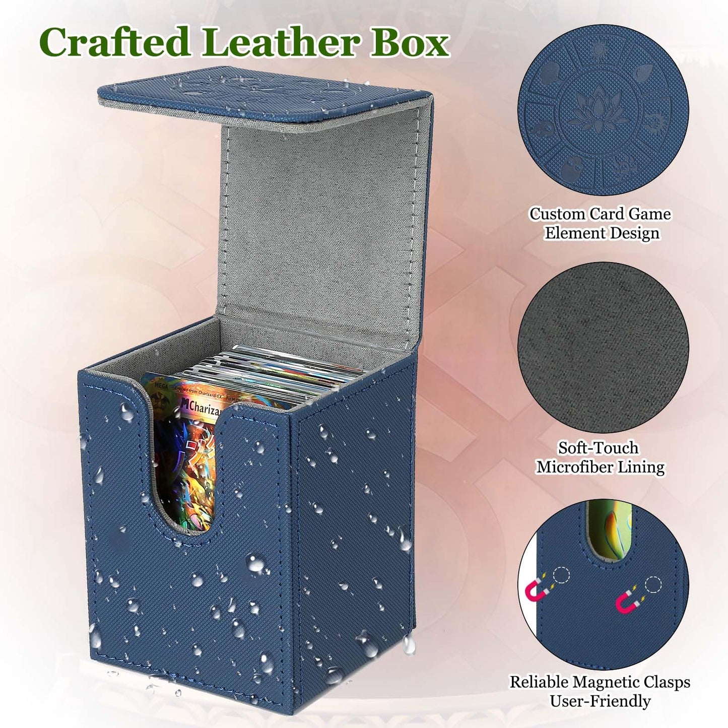 Arkeiliy MTG Deck Box 4 Pack – Leather Card Box with 150+ Card Capacity and 200 Sleeves